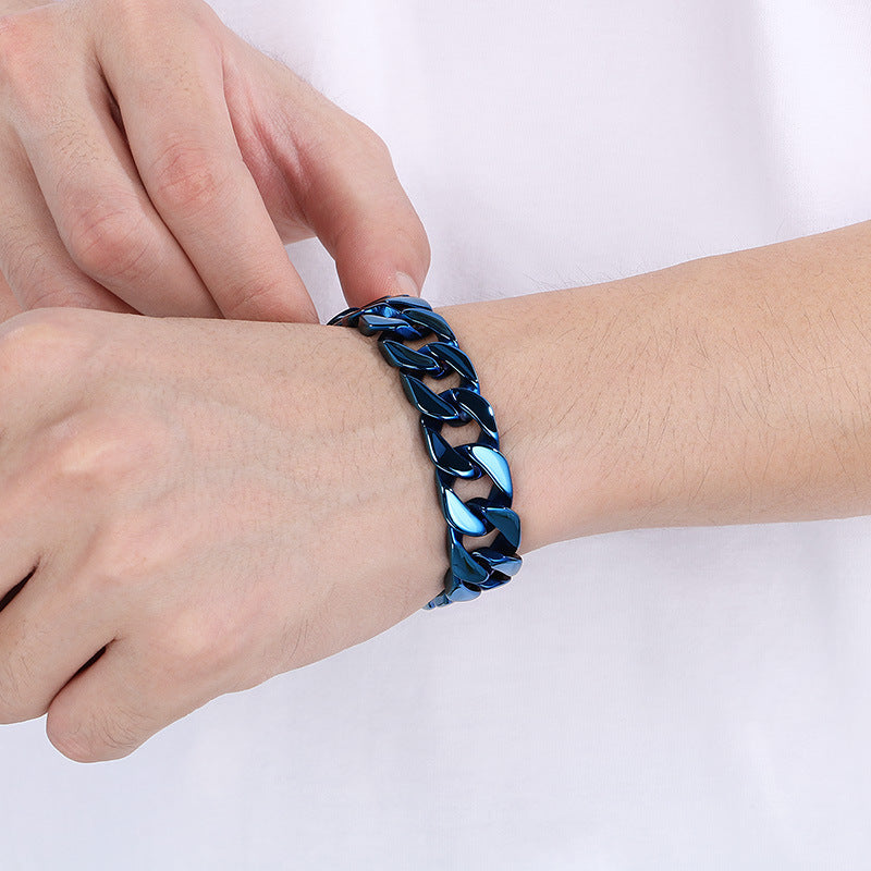 Hip-Hop Minimalist Bracelet – Vacuum Electroplated Dopamine Cut-Edge Cuban Chain