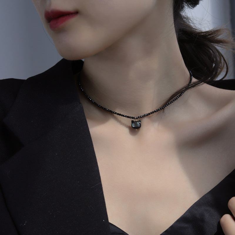 Black Cat Spinel Choker Necklace