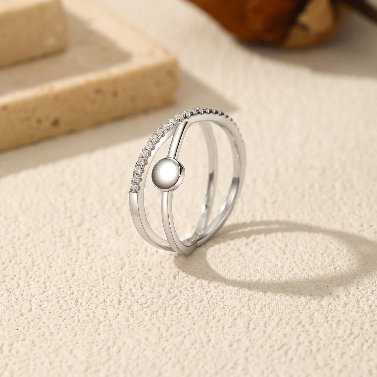 S925 Sterling Silver Micro-Pavé Cross Moissanite Ring