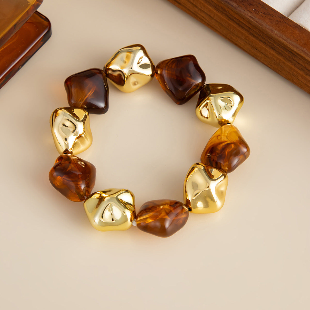 Retro Curved Geometric Splicing Bracelet Bracelet Imitation Pearl Special-Shaped Bracelet