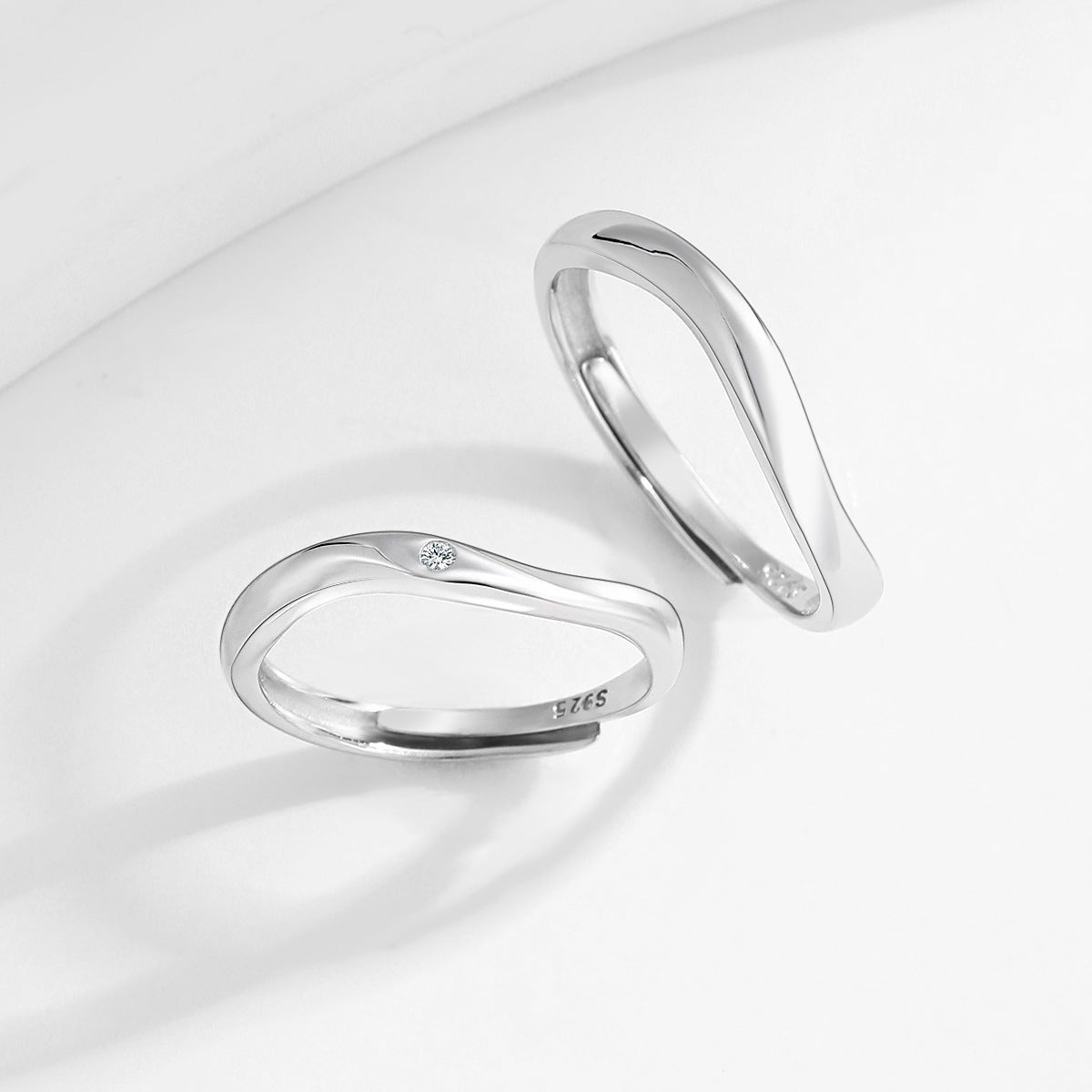 Planderful S925 Couple Rings – Simple Irregular Design for Valentine's Day