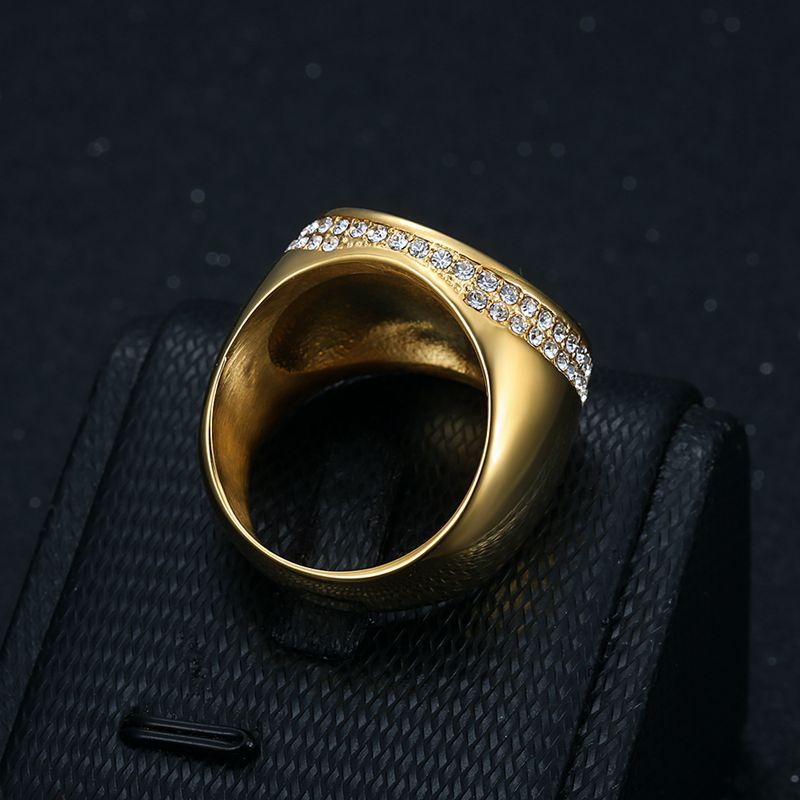 Planderful Everyday Genie Hip Hop Ring For Men Titanium Steel Gold Plated Rhinestone Luxury