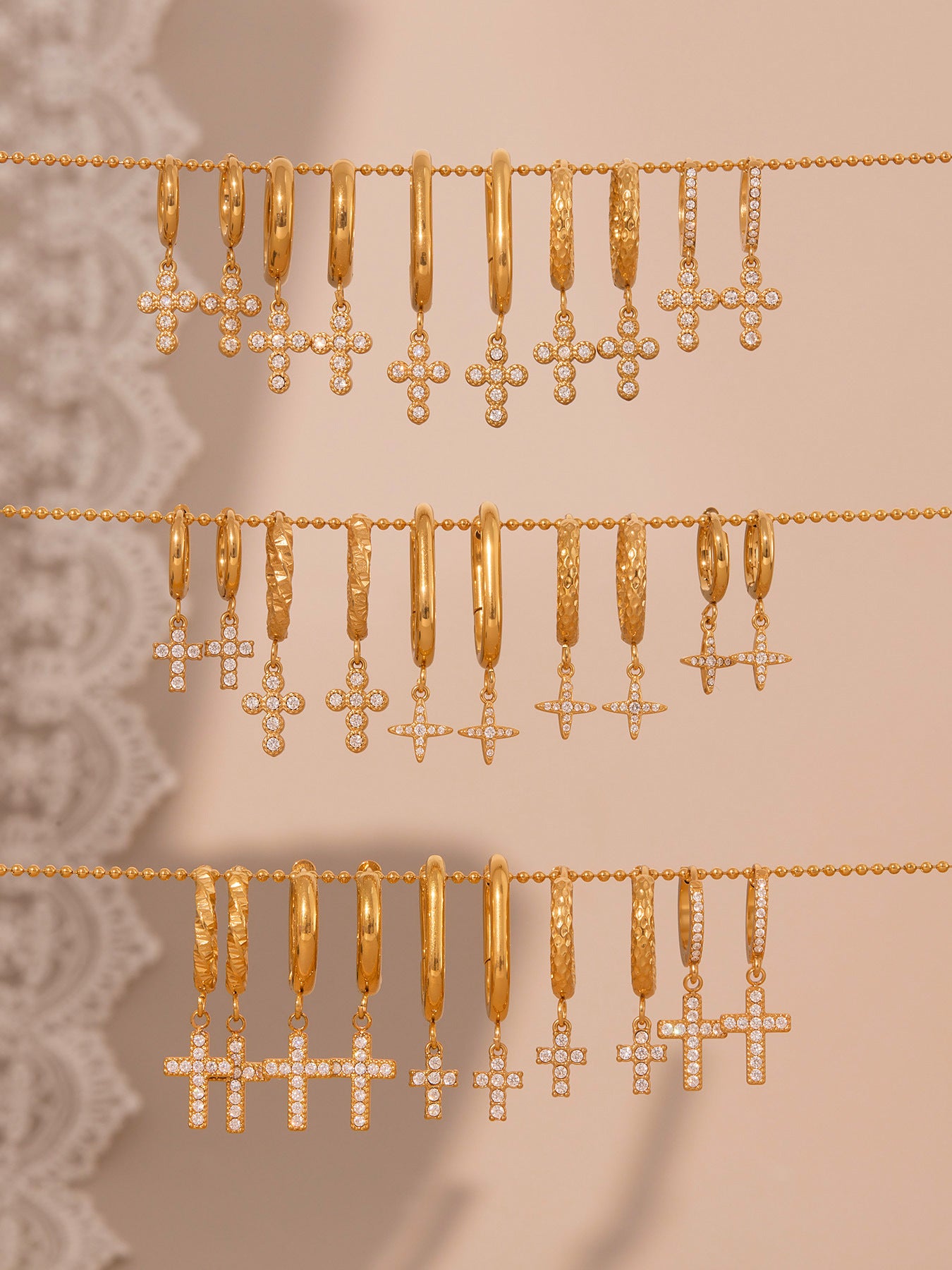 Planderful Zircon Cross Earrings Gold Plated Everyday Genie