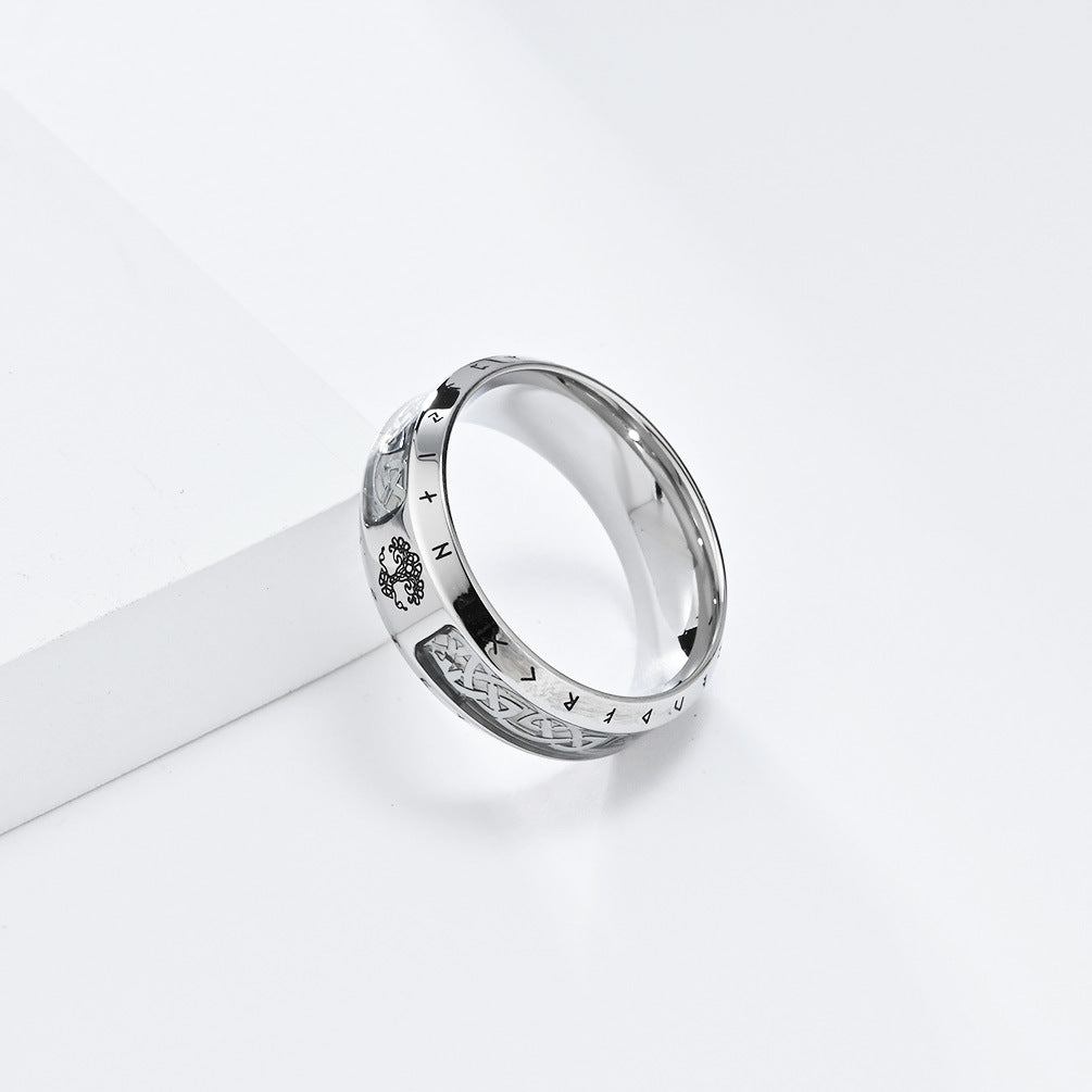 Cross-Border Retro Nordic Viking Stainless Steel Ring for Men