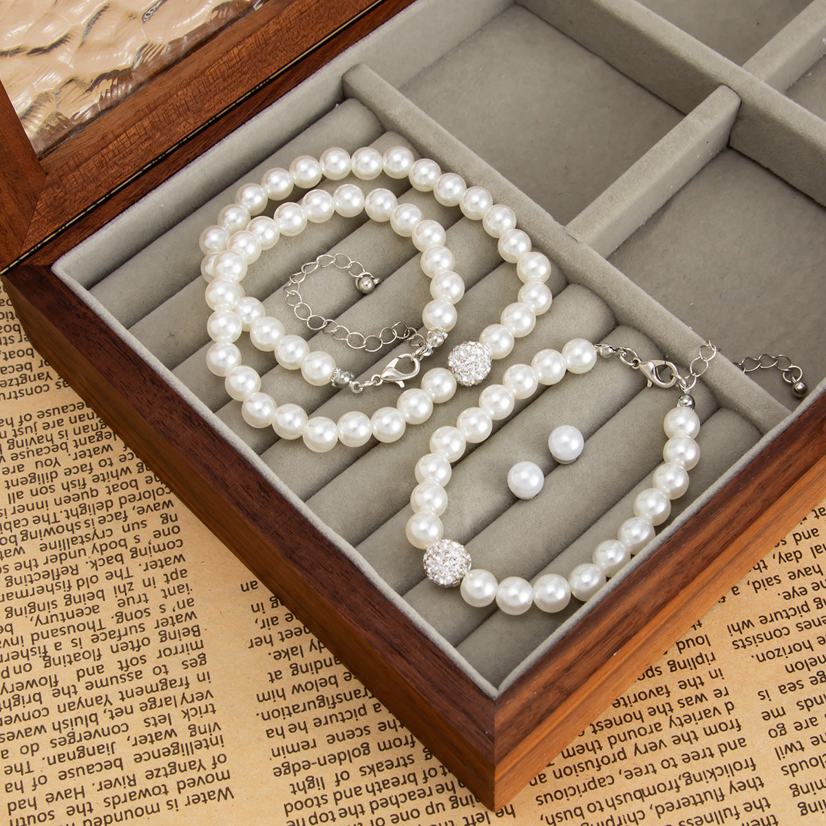 Pearl-Style Necklace, Bracelet & Earrings Set