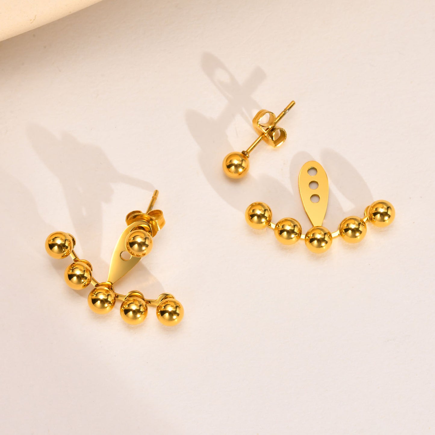 Stainless Steel Ball Earrings Gold Ladies Adjustable Wholesale