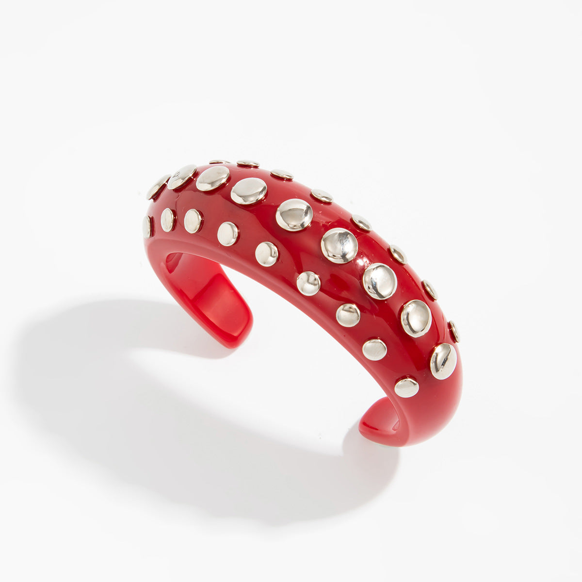 Punk Rivets Micro-Inlaid Colored Resin Bracelet Amber Smudged Open Bracelet
