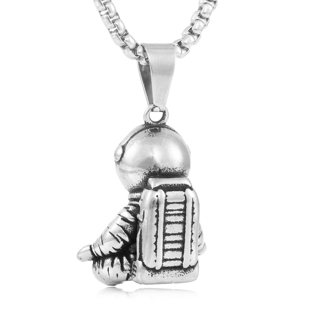 European And American Stainless Steel Astronaut Pendant Necklace
