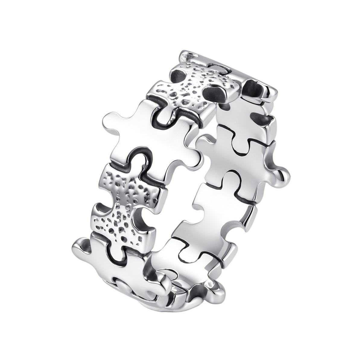 Pieces Puzzle Stainless Steel Puzzle Punk Individual Cold Wind Ring