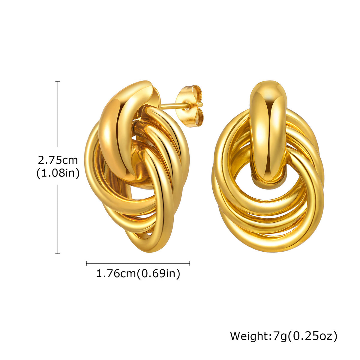 Layered Geometric Circle Drop Earrings — Four Styles