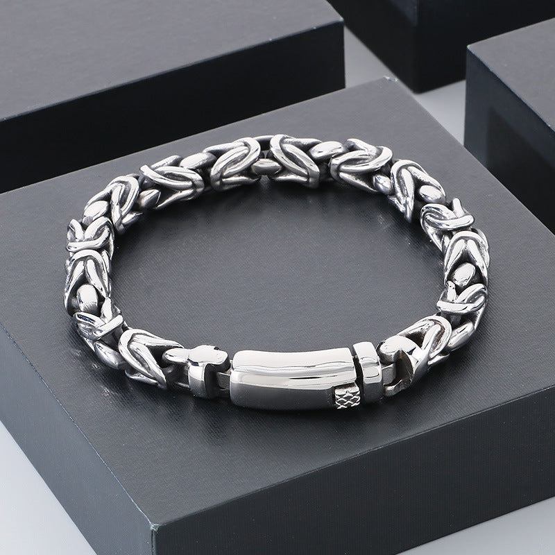 Planderful 18K Gold Mens Bracelet Punk Style Titanium Steel