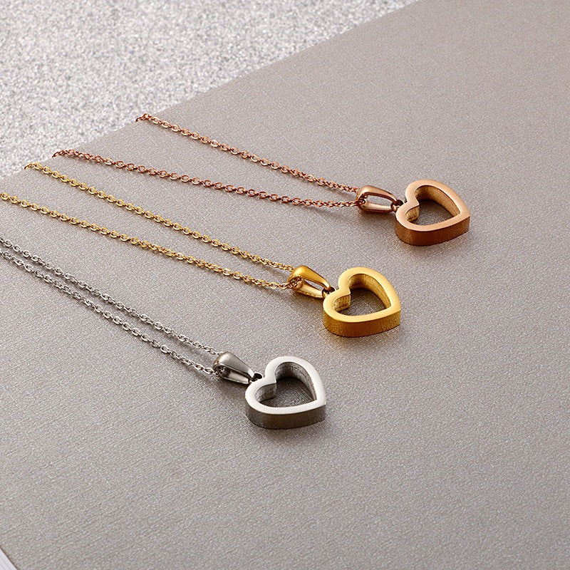 Light Hollow Love Titanium Steel Women's'S Necklace, Japan And South Korea Stainless Steel