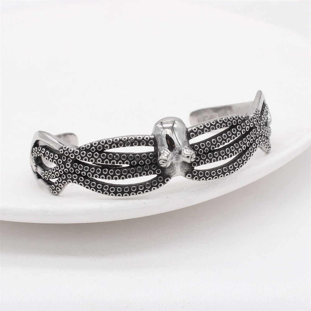 Planderful Titanium Steel Bracelet Unisex Retro Squid Octopus Design Protection Statement For Men And Women