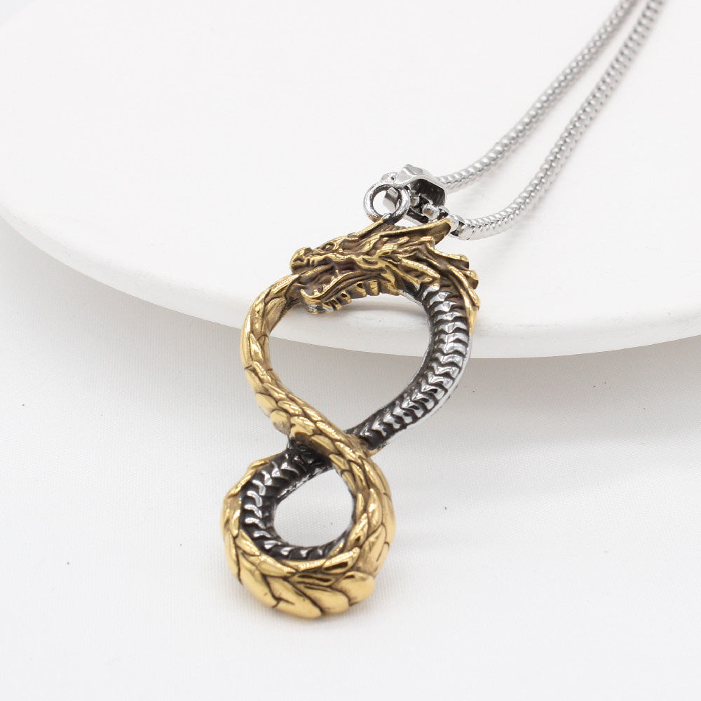 Planderful Dragon Pendant Titanium Steel Unisex Necklace Personalized For Men And Women Retro European American Style