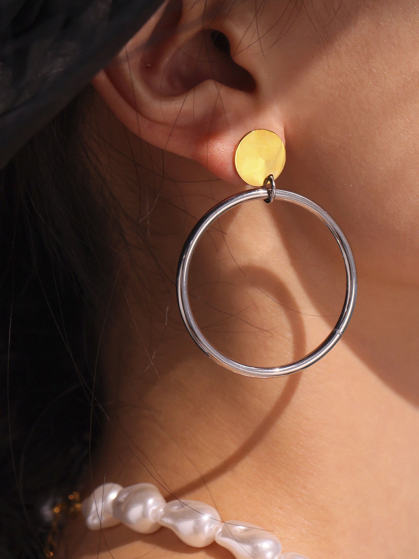 Planderful 18K Gold Plated Circle Earrings For Women