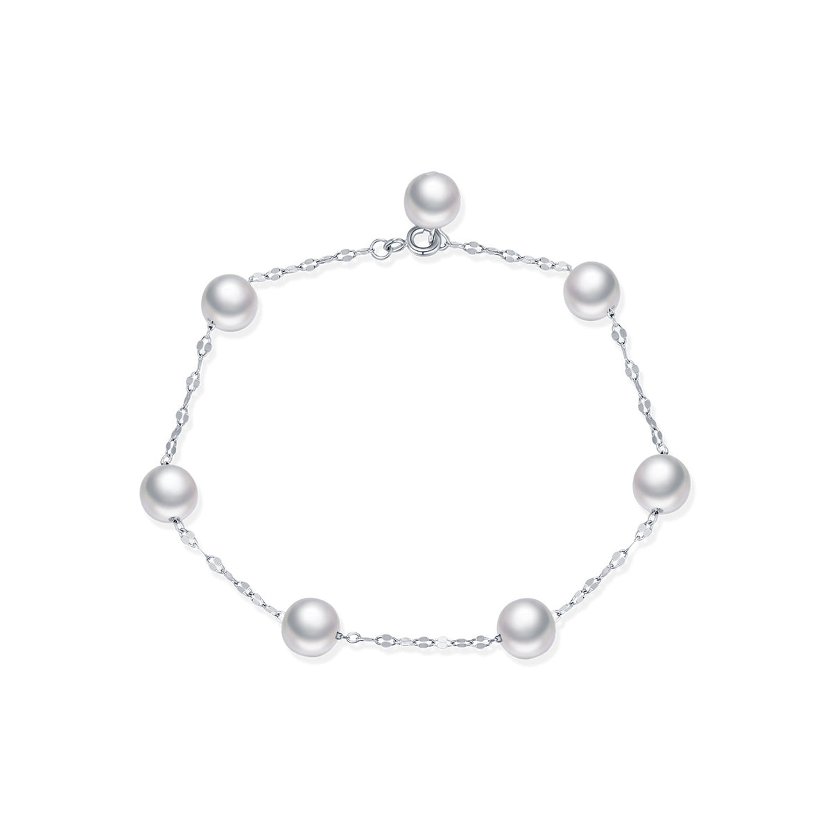 925 Sterling Silver Pearl Chain Bracelet