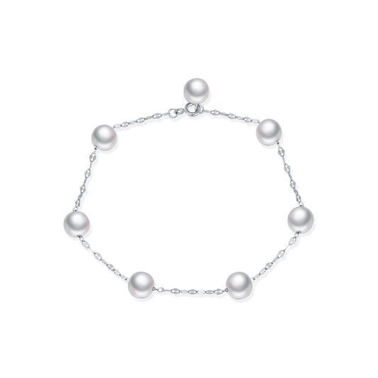 925 Sterling Silver Pearl Chain Bracelet