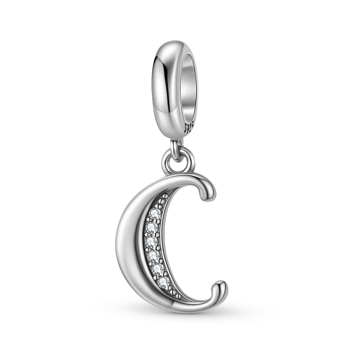 Planderful Jewelry 26 Letter Sterling Silver Pendant With Zircon Inlays Necklace