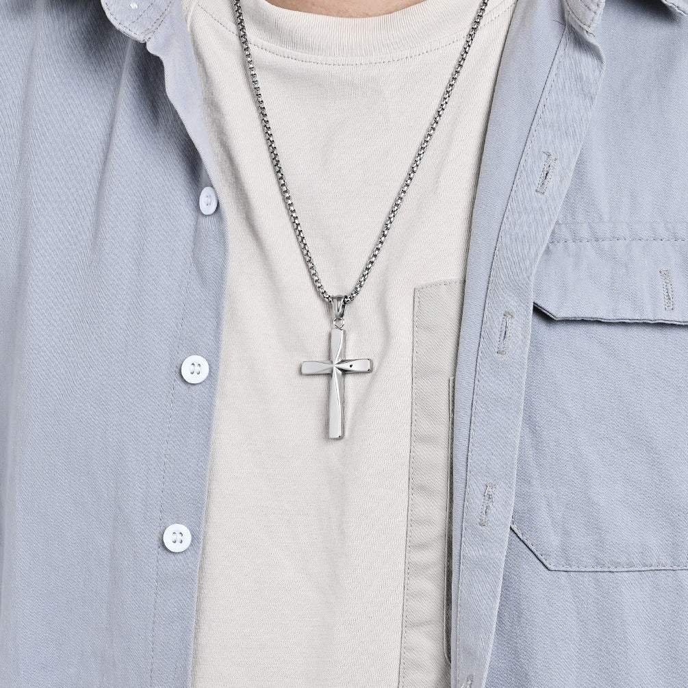 Planderful Unisex Titanium Steel Cross Necklace Everyday Genie Collection Minimalist Design