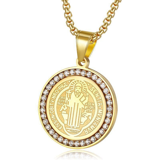 Planderful Everyday Genie Unisex Stainless Steel Gold Plated Zircon Pendant Necklace For Men And Women