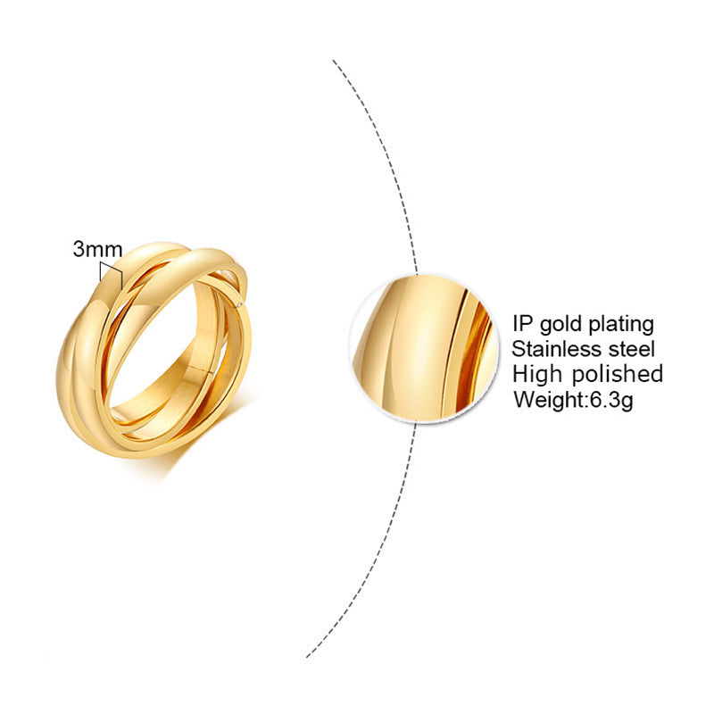 European And American Jewelry Three-In-One Plain Fashion Ring