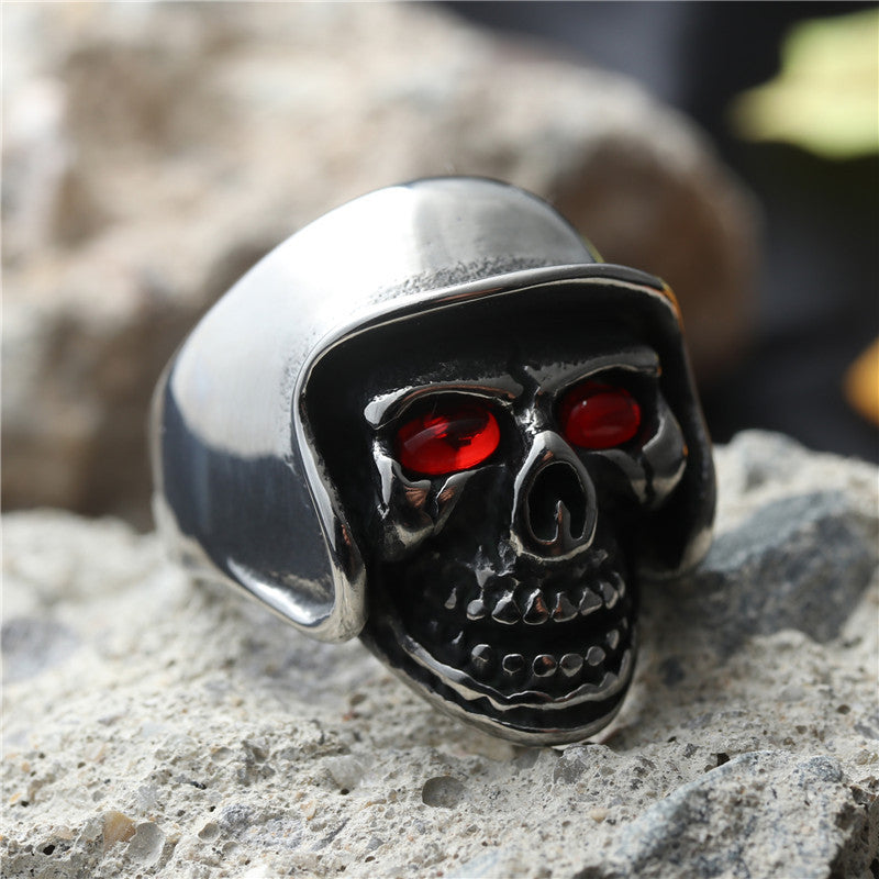 Titanium Steel Skull Ring for Men - Retro Punk Style Dominant Design in Stainless Steel