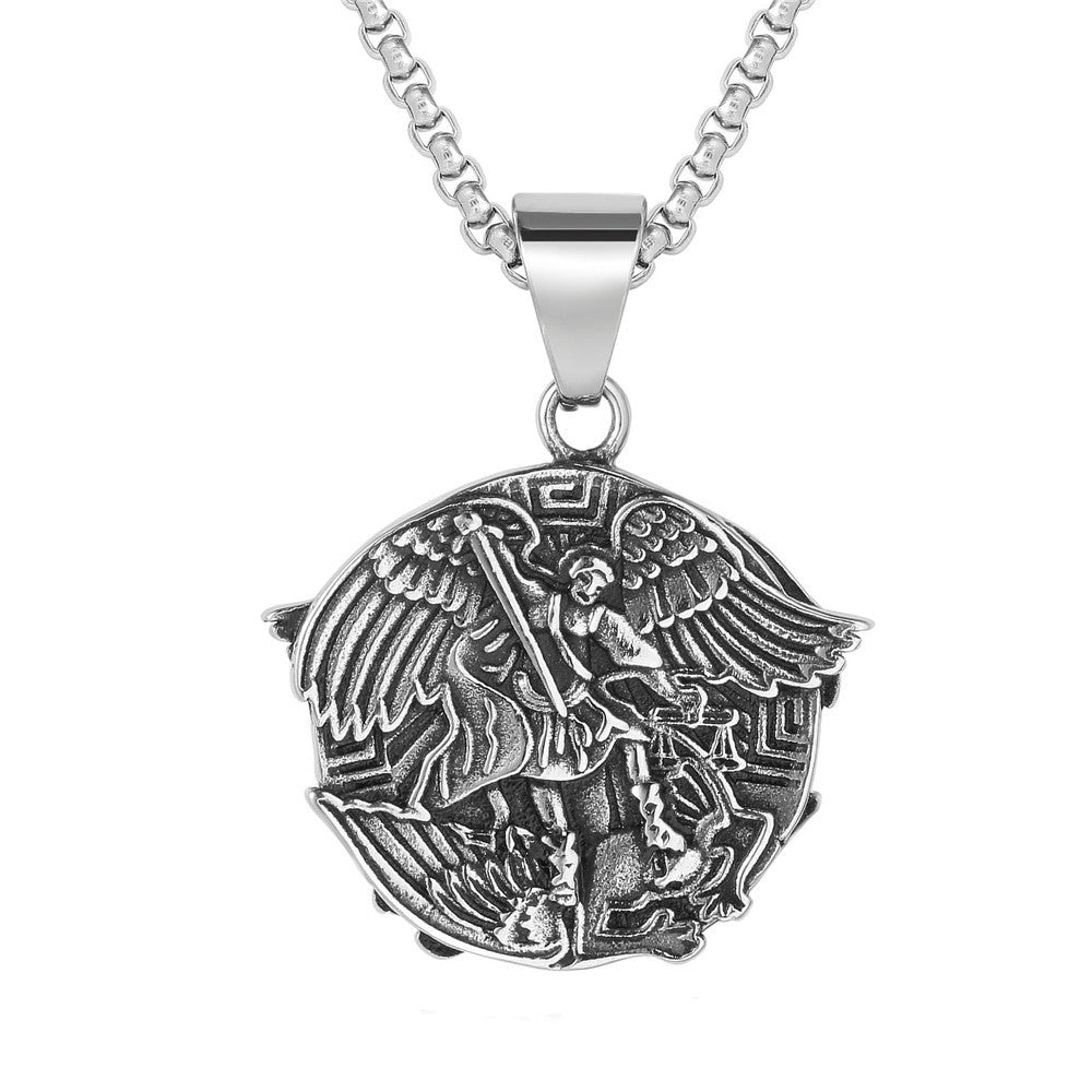 Ancient Greek God Of War Angel Wings Pendant Titanium Steel For Men Unisex Premium Protection Planderful