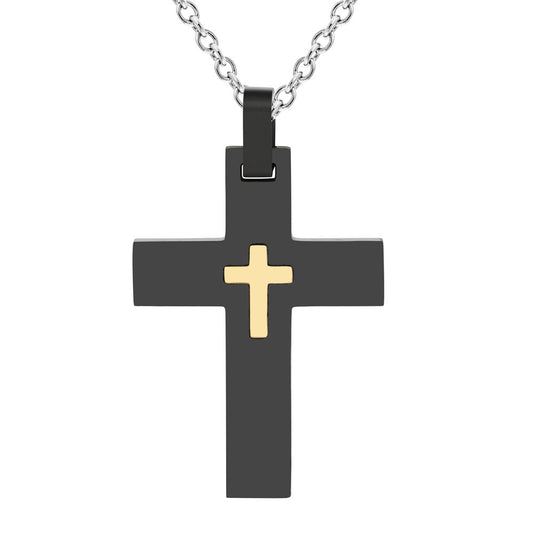Retro Titanium Steel Cross Pendant for Men - European and American Style Wholesale Jewelry