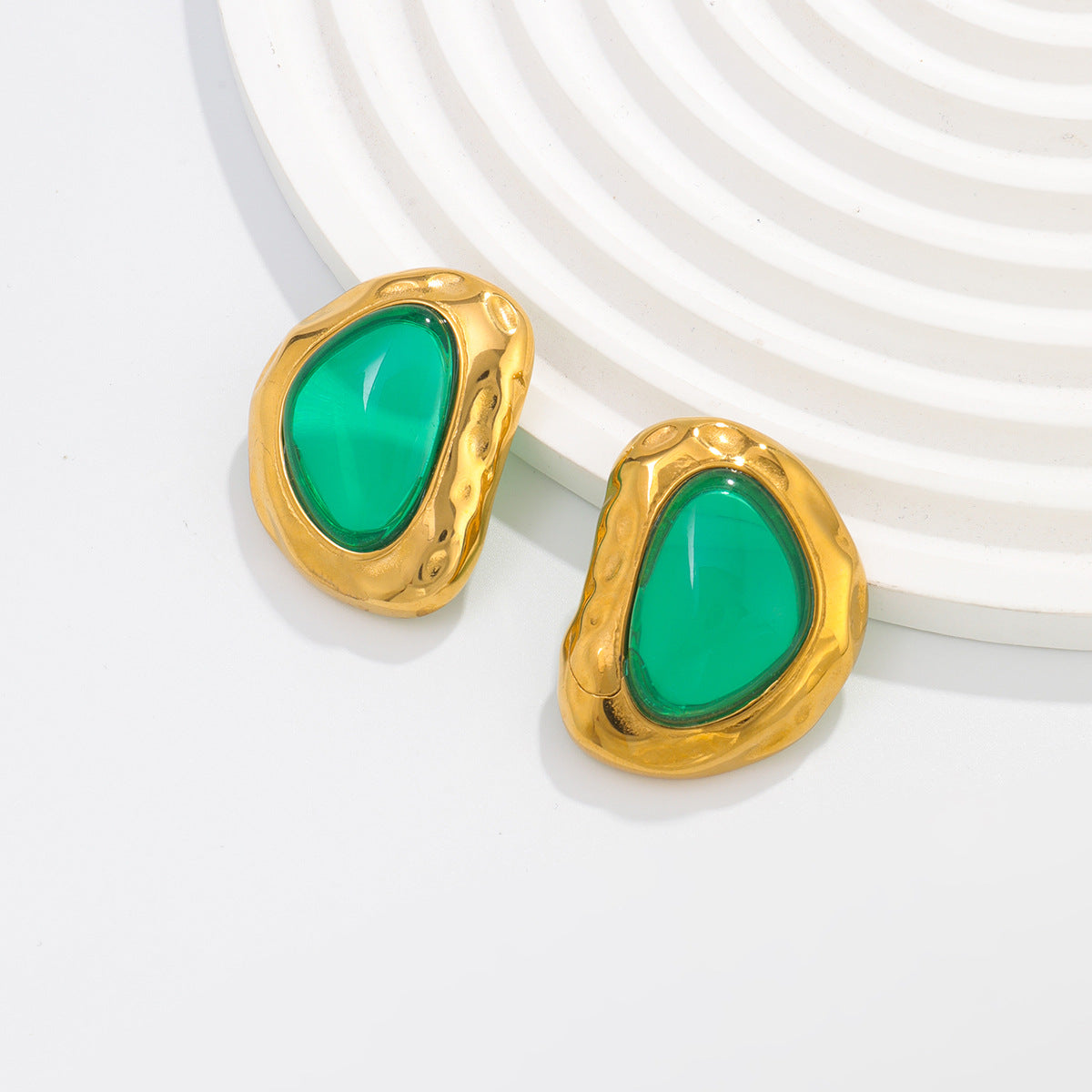Stainless Steel Stone Earrings For Women Vienna Verve Planderful Retro Hammered Statement Street Style