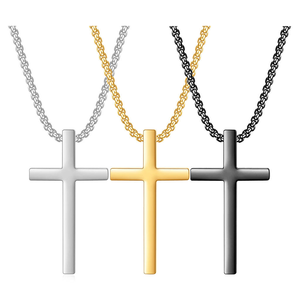 Planderful Everyday Genie Titanium Steel Cross Necklace For Men With Glossy Pendant And Hip Hop Style