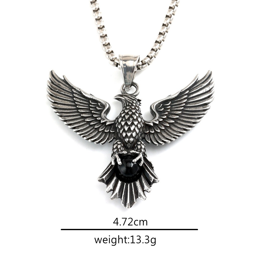 Vintage Eagle Stainless Steel Pendant Necklace
