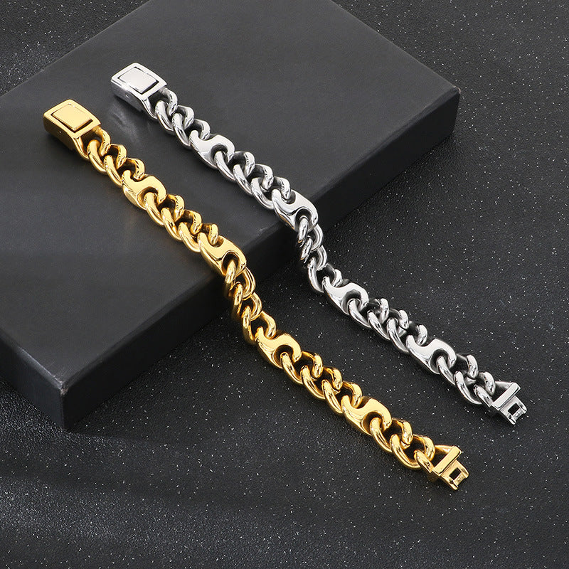 Planderful Men's Hip Hop Stainless Steel Cuban Bracelet