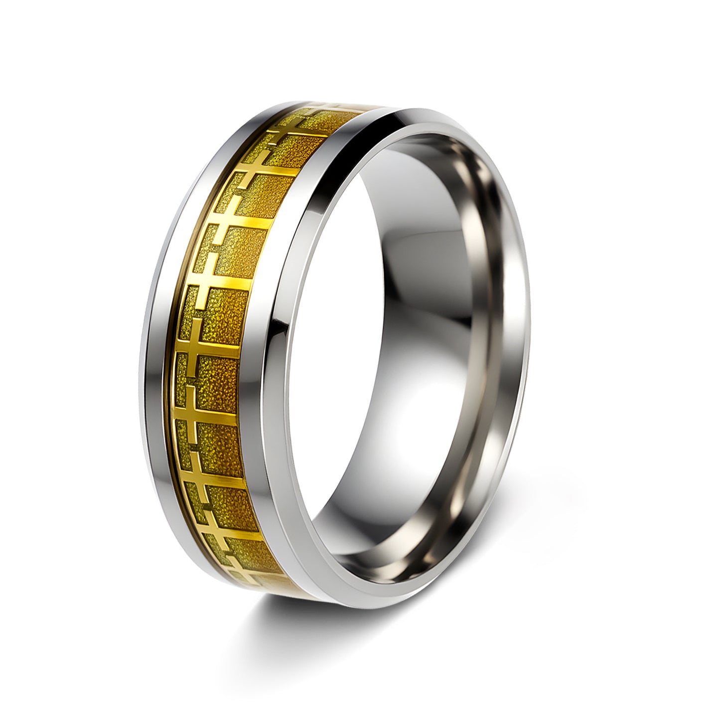 Stainless Steel Cross Ring Two Tone Unisex Planderful Everyday Wear For Men And Women