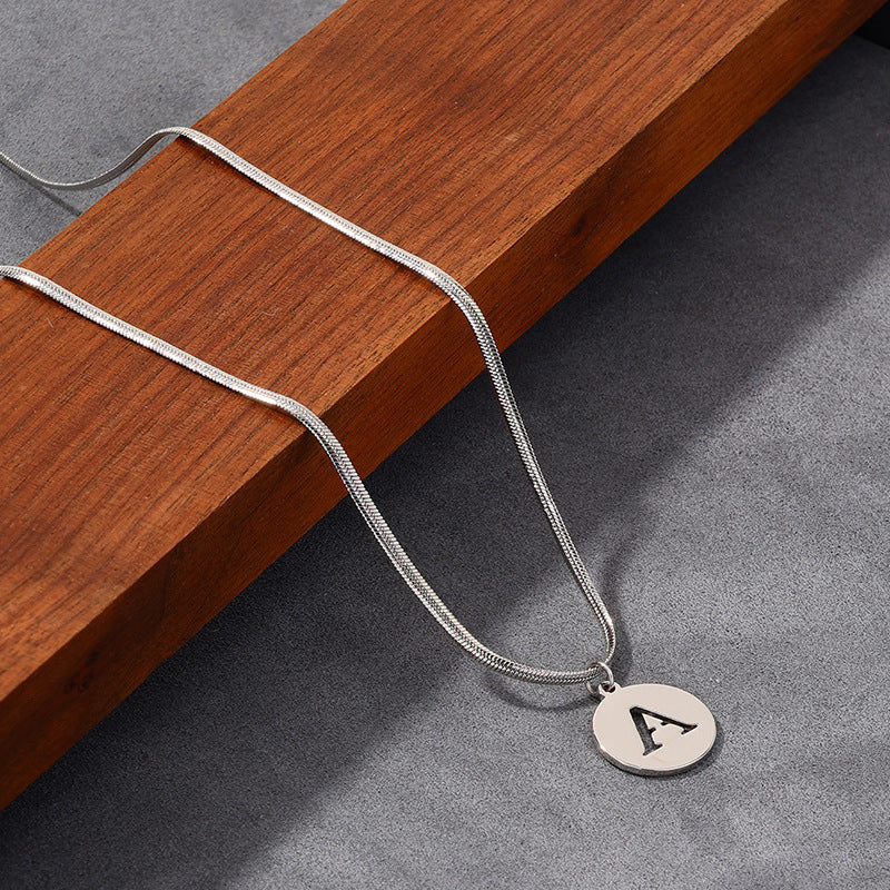 Chic Metal Chain Necklace with Hollow Letter Pendant