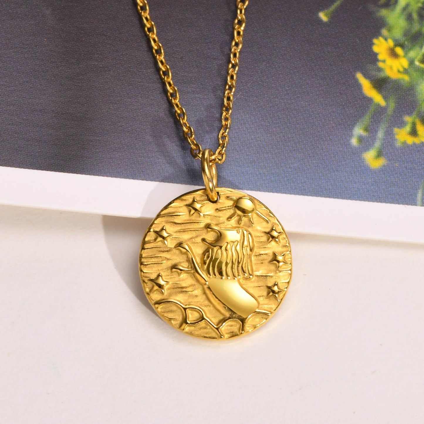 Geometric Necklace Stainless Steel Sun Pendant for Women