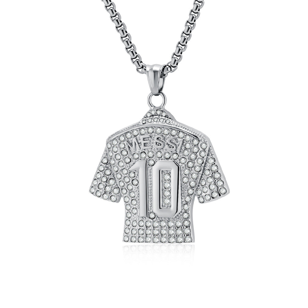 Planderful Shop World Cup Jersey Pendant Premium No7 No10 18K Gold Plated Titanium Steel Full Zircon For Men