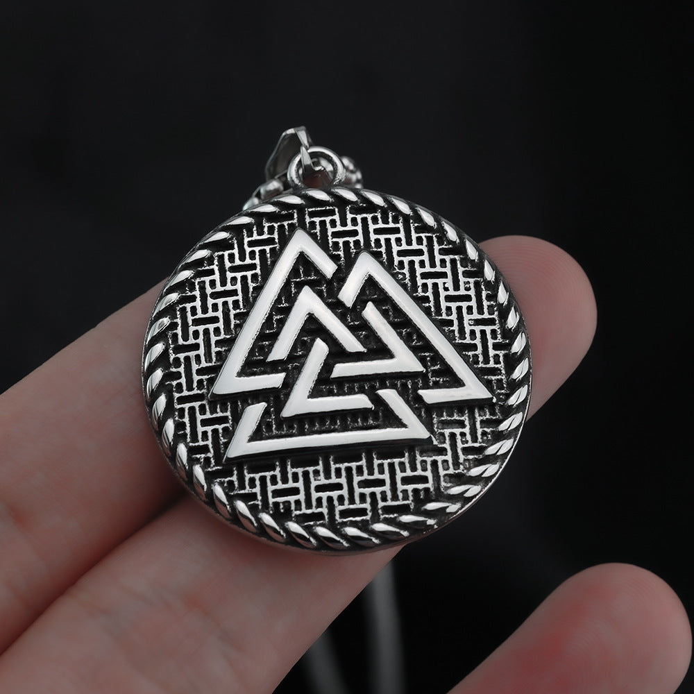 Planderful Personalized Retro Nordic Viking Triangle Stainless Steel Pendant Necklace For Men