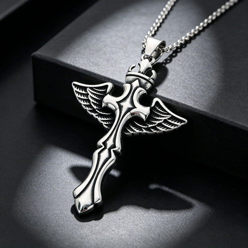 Primitive Tribe Moon Muse Totem Pendant Vintage Gothic Thorns Cross Element Stainless Steel Necklace