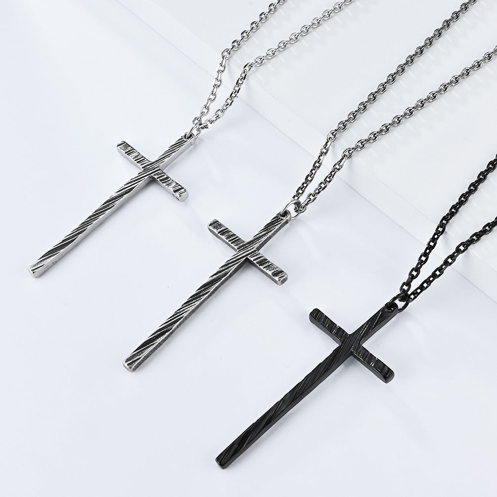Planderful Cross Necklace Titanium Steel Unisex Retro Pendant Timeless Versatile Everyday Genie Collection