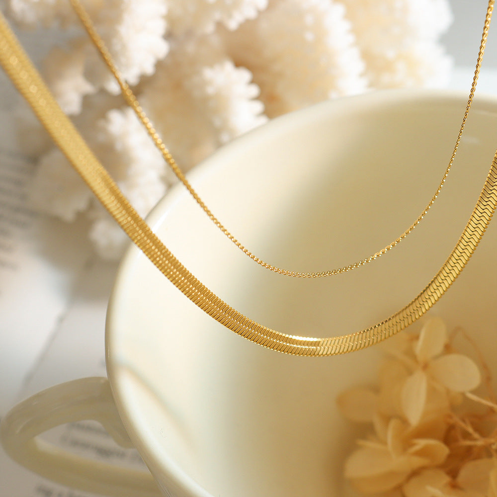 European and American Creative Double-Layered Blade Chain Necklace