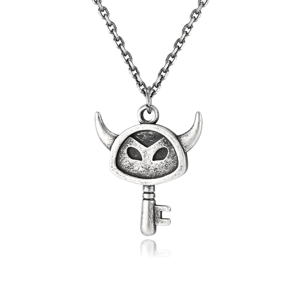 Planderful Little Devil Key Necklace Stainless Steel Durable Pendant For Edgy Retro Fashion Lovers