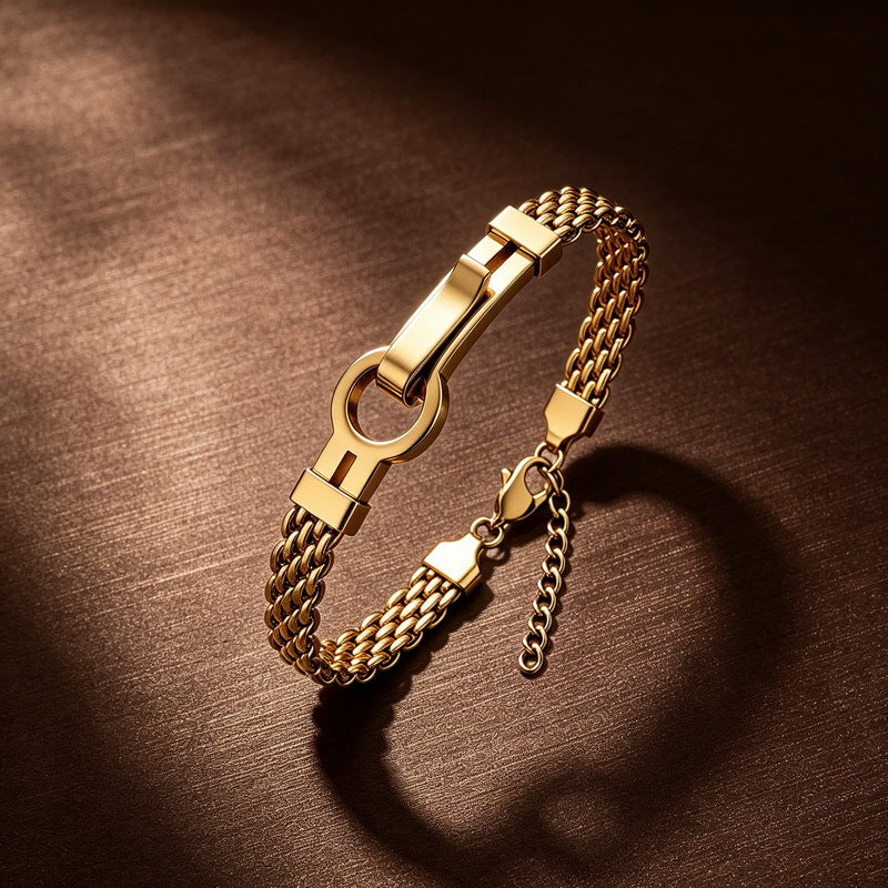 Adjustable Extension Chain – Rock Bottle Opener Shape Bent Mesh Chain Stainless Steel Bracelet