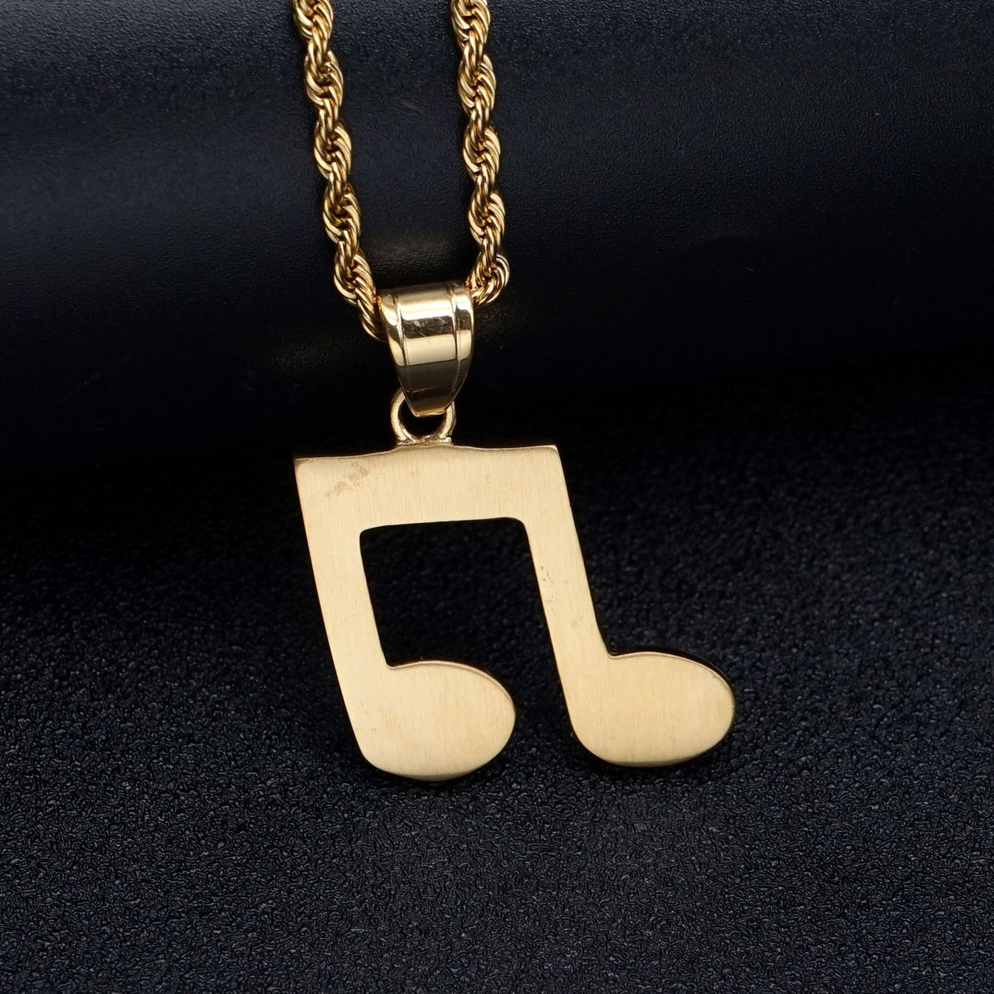 Planderful Everyday Genie Titanium Steel Music Note Necklace Unisex Pendant Trendy Zircon