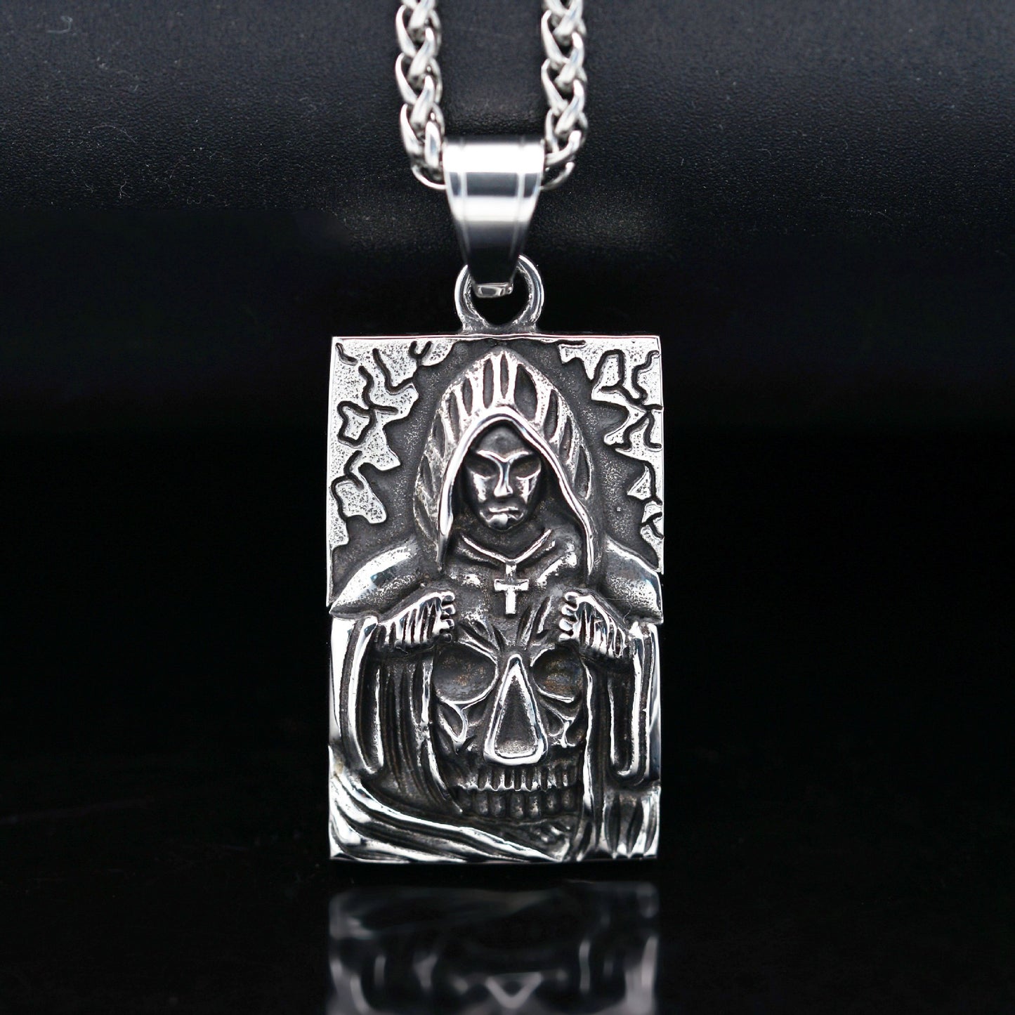 Steel Necklace - Vintage Punk Skull Cross Pendant
