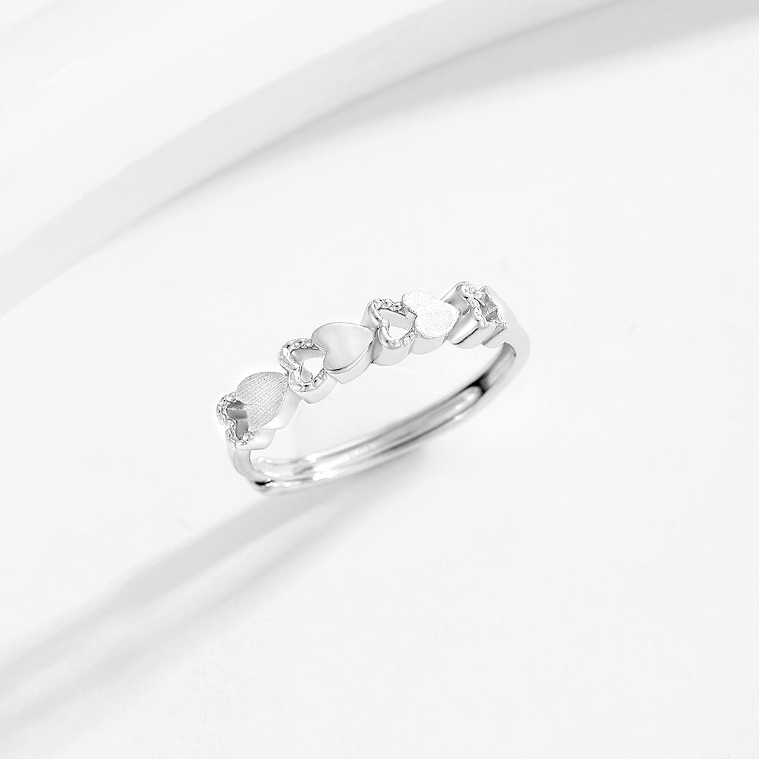 Planderful S925 Sterling Silver Love Ring For Women Adjustable Open Design Minimalist Chic