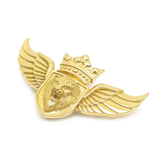 Retro Metal Lion Head Emblem Pendant with Punk Angel Wings for Men