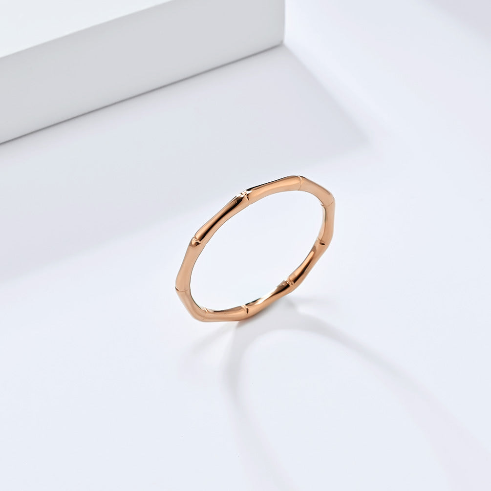 Planderful Bamboo Ring For Women Titanium Steel Closed Bamboo Design Lightweight Elegant Luxury Jewelry