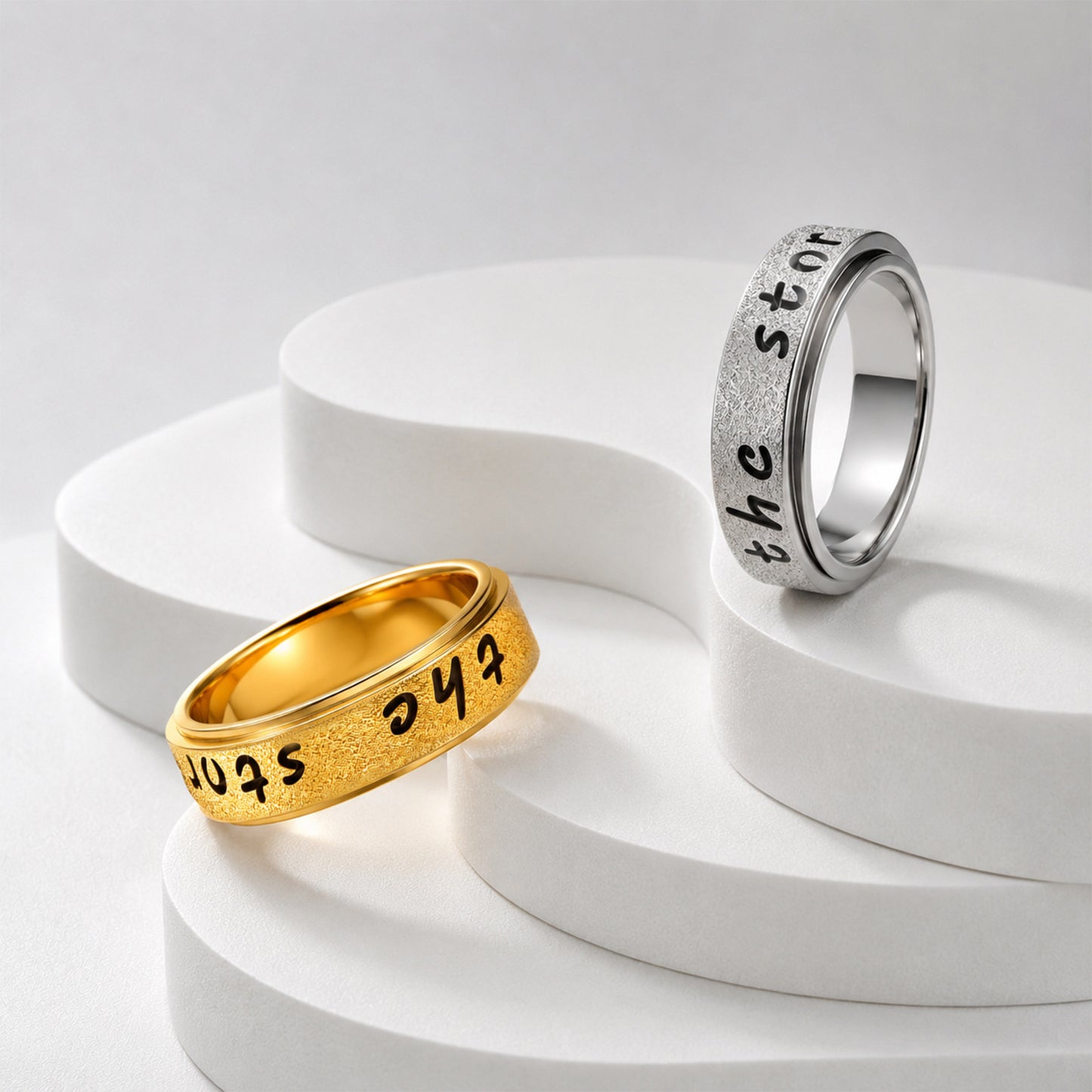 Planderful Premium Rotatable Stainless Steel Ring Decompression For Couples Unisex Everyday Genie