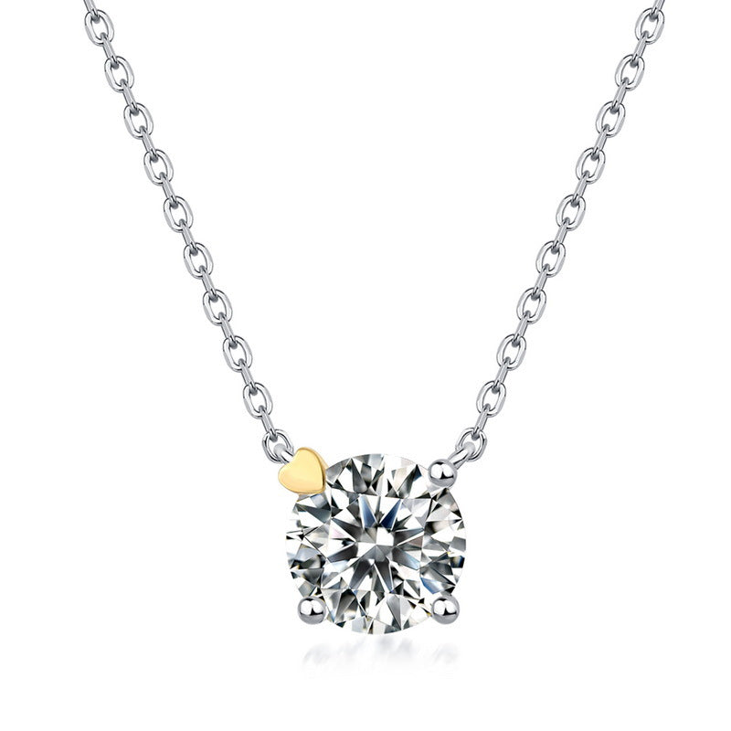 S925 Sterling Silver Moissanite Geometric Four-Prong Necklace