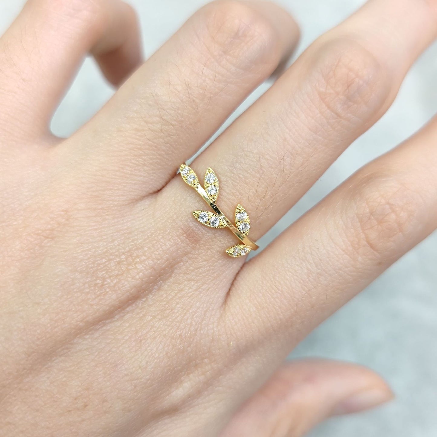 Cross-Border High-End S925 Silver Moissanite Ring Branch Moon